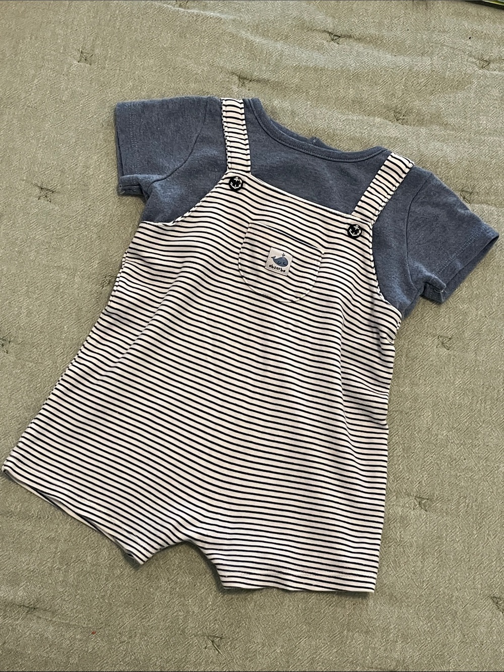 Absorba Navy & White Striped Baby Romper